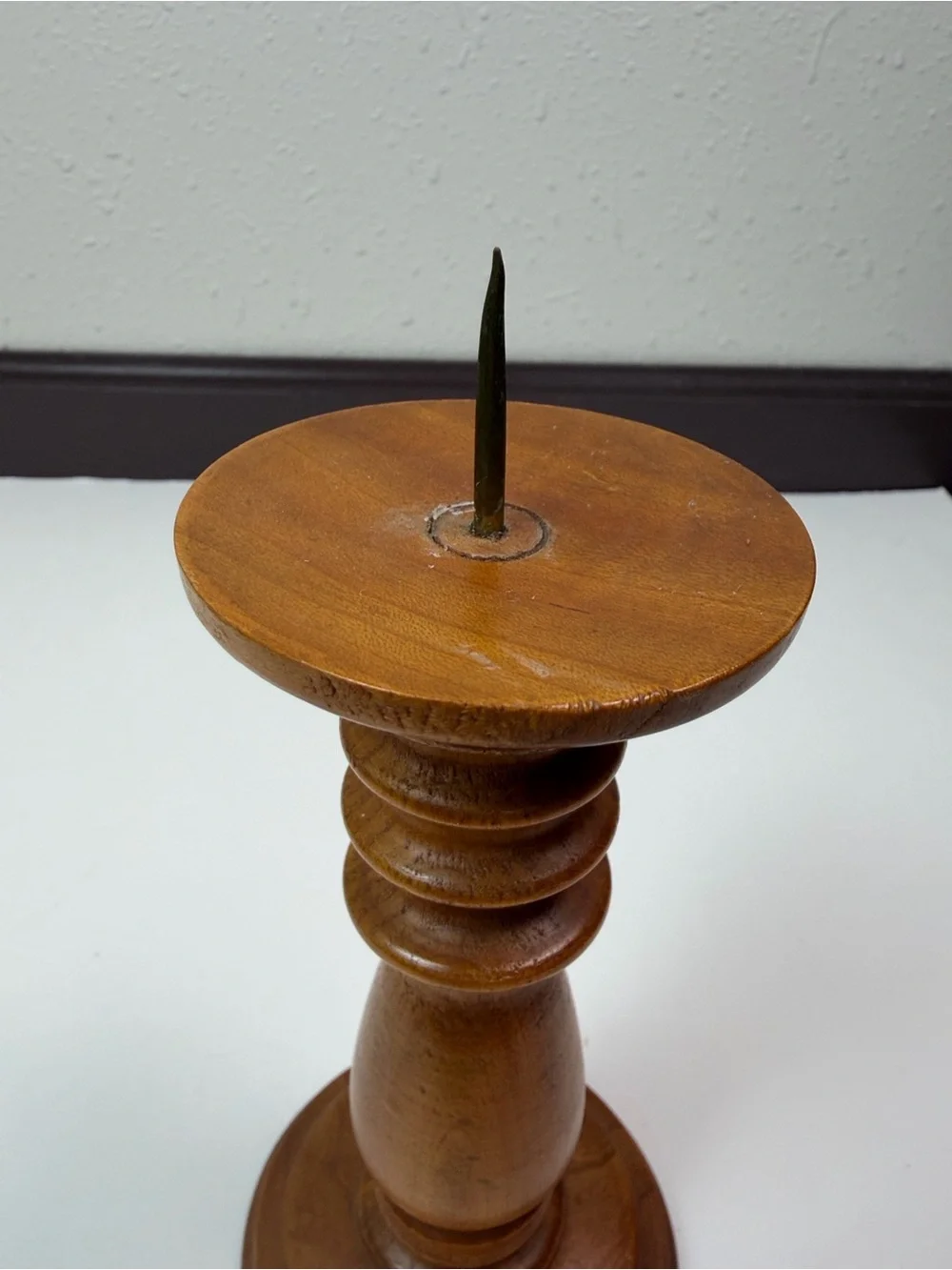 Vintage Turned Wood Chamberstick Candle Holder Rustic Primitive Farmhouse Boho